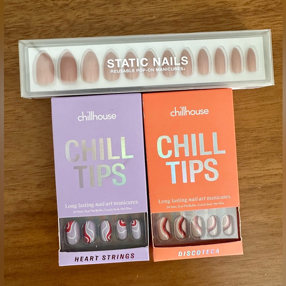 Set of 3 Chillhouse Chill Tips & Static Nails Press On Manicure Kits - NIB